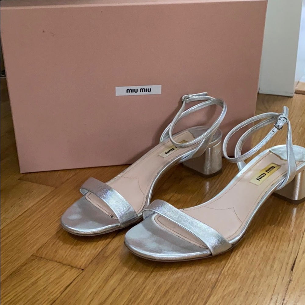 Miu Miu Block Heel Sandal 37.5 W/ Box - image 3